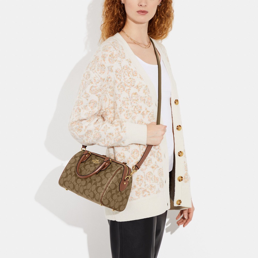 NWT Coach Outlet Rowan Satchel In Signature Canvas - Picture 6 of 7